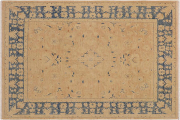handmade Traditional Kafkaz Chobi Ziegler Tan Blue Hand Knotted RECTANGLE 100% WOOL area rug 9 x 12